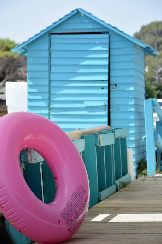 Strandhütte Schwimmring Pink Türkis