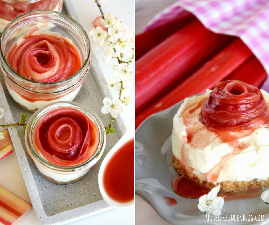 Frühling im Glas! No-Bake-Cheesecake mit&nbsp;Rhabarber-Rose