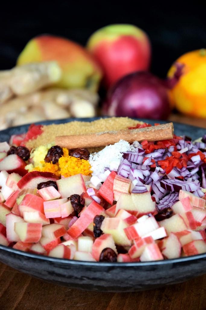 Zutaten für das Rhabarber-Apfel-Chutney - Unterfreundenblog