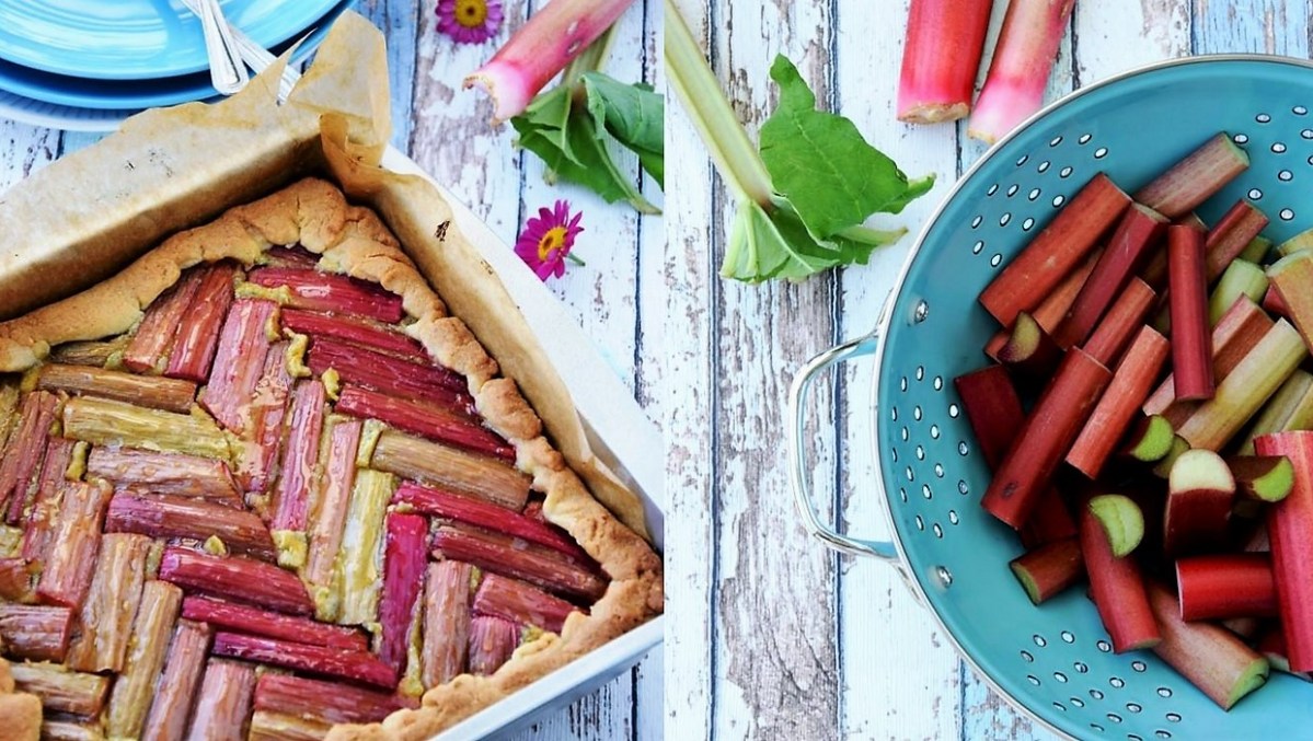 Rhabarber-Kuchen mit Pistazien-Frangipane
