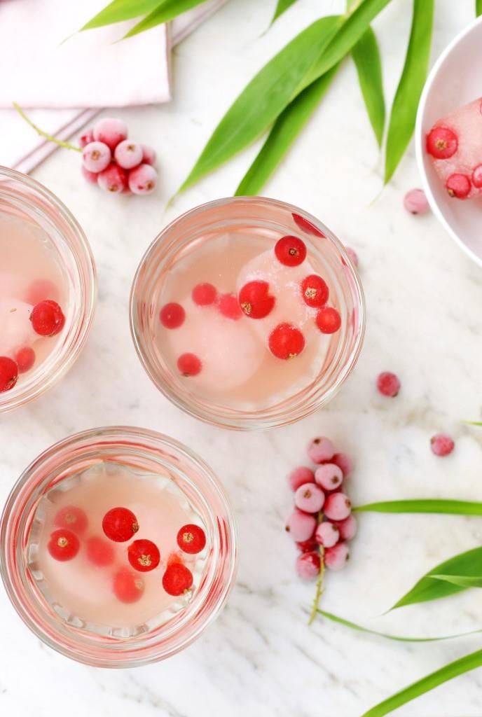 Dreierlei Hitzefrei - Wasser mit Eiswürfeln aus Saft mit Obst - Unterfreundenblog