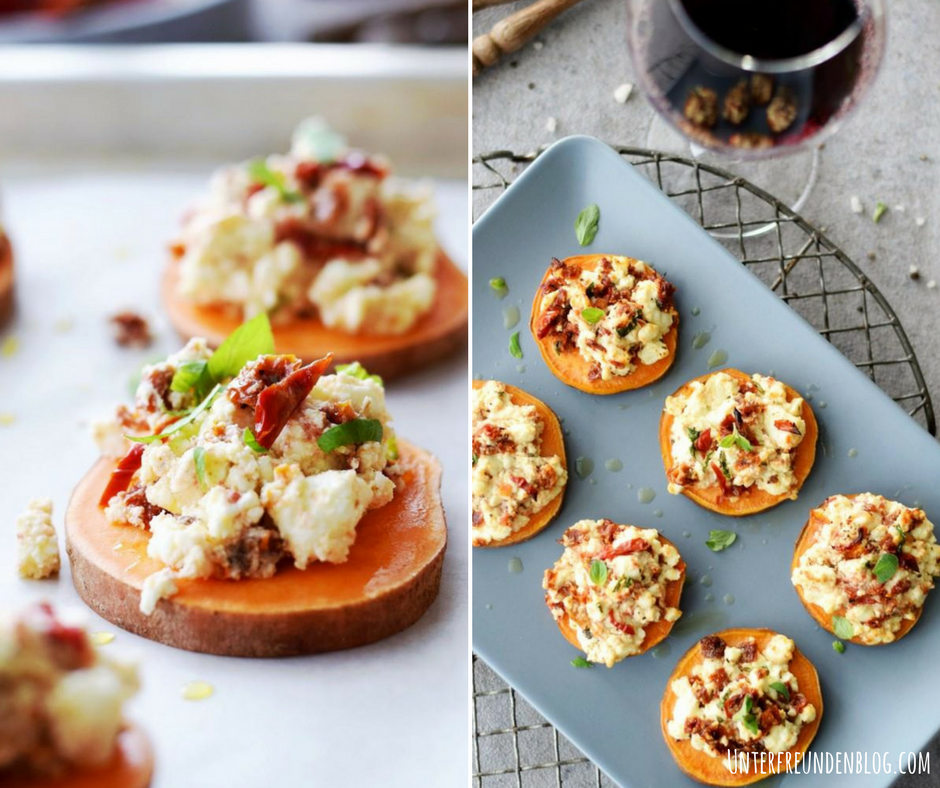 Süßkartoffel trifft Feta zum heißen Date im Ofen! Einfaches Rezept für einen schnellen Snack zu Wein und&nbsp;Bier