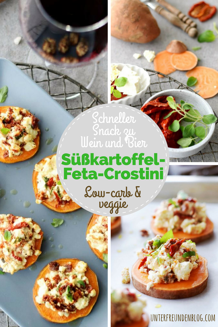 Einfaches Rezept für einen schnellen Snack - Süßkartoffel Feta Crostini - Unterfreundenblog