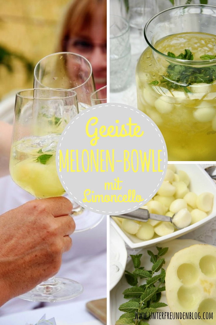 Frisch, frischer, geeiste Melonen-Bowle mit Limoncello