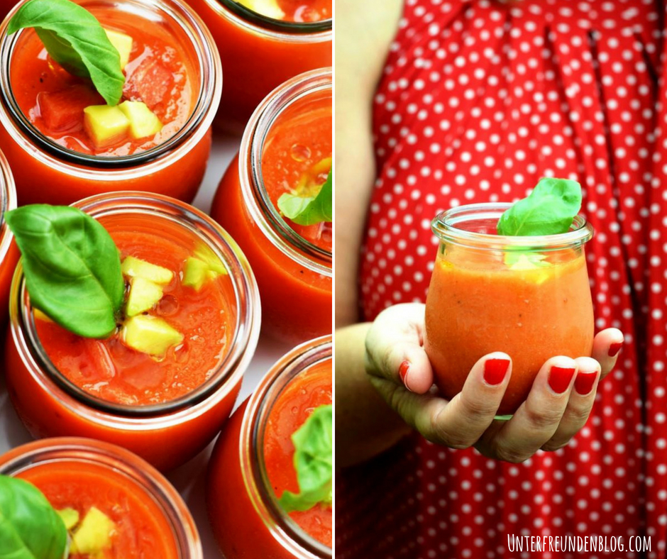 Der Abend, an dem ich rot sah … Unser fabelhaftes Red Dinner und mein Rezept für eine sommerliche Wassermelonen-Gazpacho im&nbsp;Glas