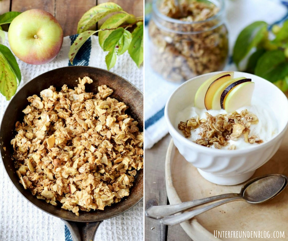 Apfel-Zimt-Granola aus der Pfanne – selbstgemachtes Knuspermüsli in 5&nbsp;Minuten