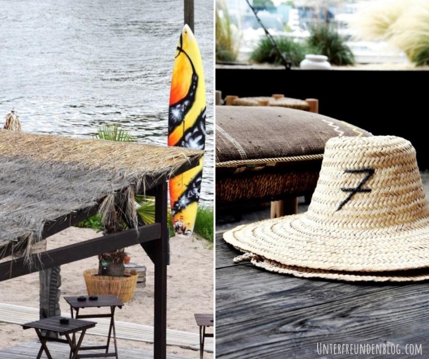 Restaurants, Cafés und Biergarten mit Wasserblick am Neckar Rhein in Mannheim / Rhein-Neckar-Region