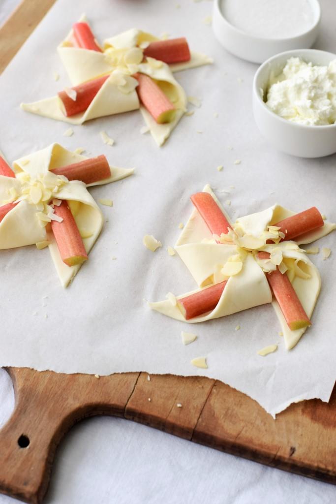 Blätterteig Windrad Rhabarber