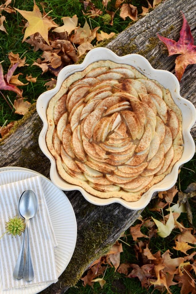 Apfeltarte Herbst Blätter