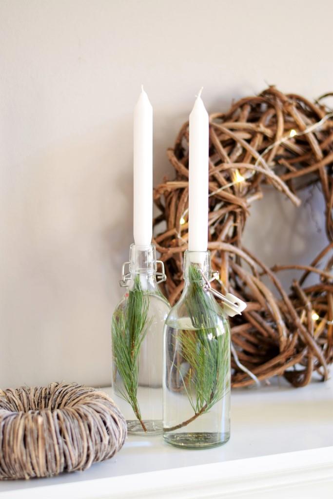 Weihnachtsdeko Kerzen in Flaschen