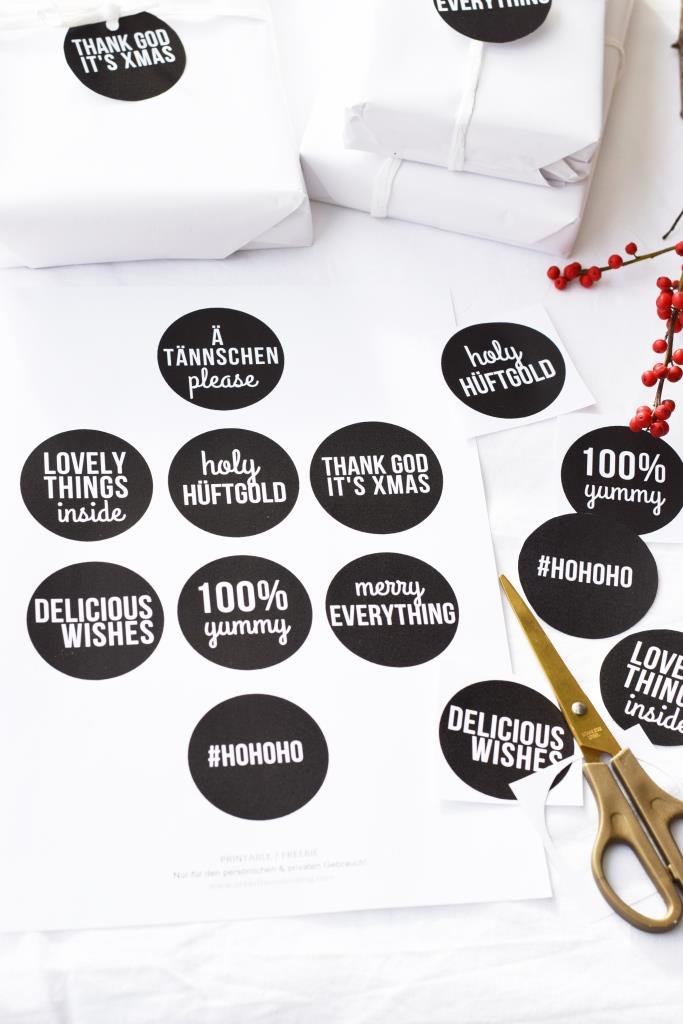 Weihnachten Geschenkanhänger schwarz-weiß