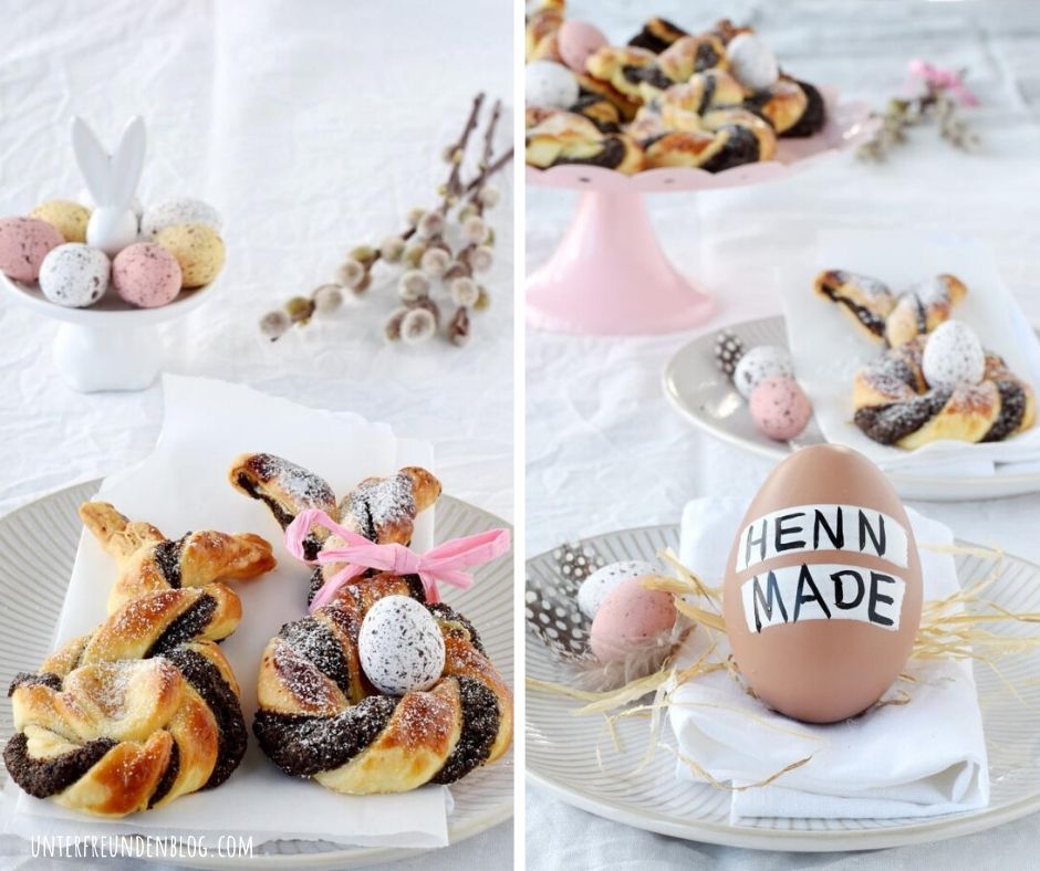 Mein Name ist Hase und ich komme zum Oster-Frühstück! Einfache Blätterteig-Hasen mit Mohn-Orangen-Füllung