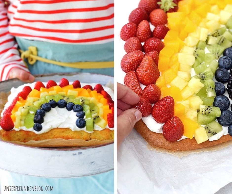 Der Alles-wird-gut Regenbogen-Kuchen mit ganz viel kunterbuntem&nbsp;Obst