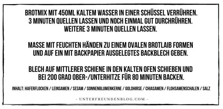 Backanleitung Zutaten Brot