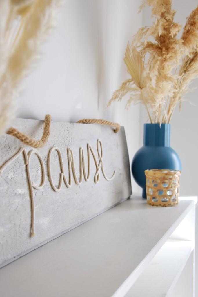 Dekoschild "Pause" - ein DIY - Upcycling aus einem Stück Parkett