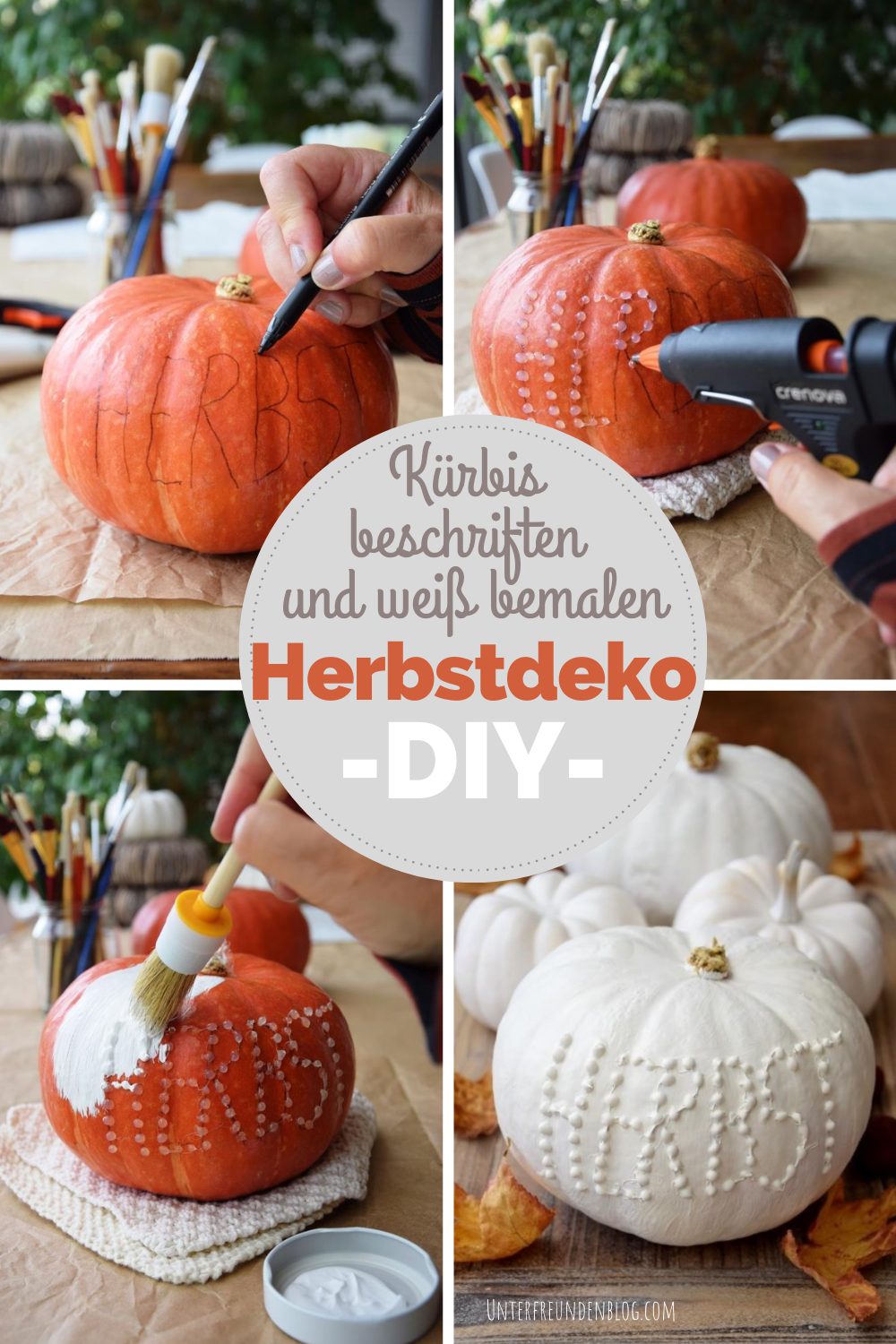 Mögt Ihr weiße Kürbisse auch so viel lieber als orangefarbene? Dann streicht sie doch einfach ;-)