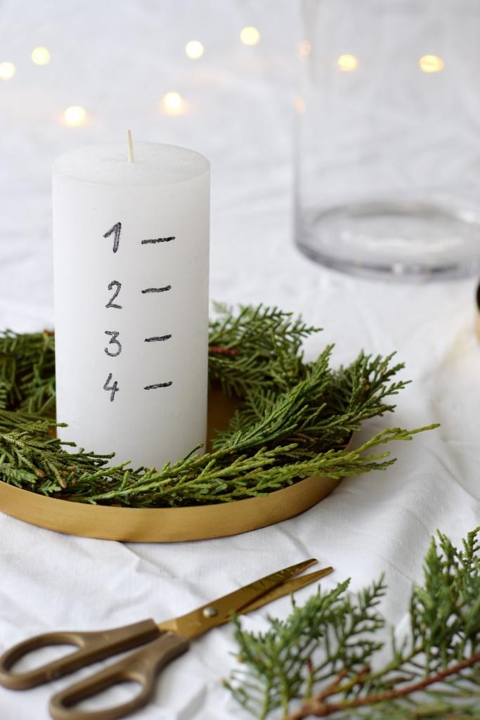 Schlicht und schön und ruck zuck selbst gemacht - die Adventskerze - der etwas andere Adventskalender - Last Minute DIY - Unterfreundenblog