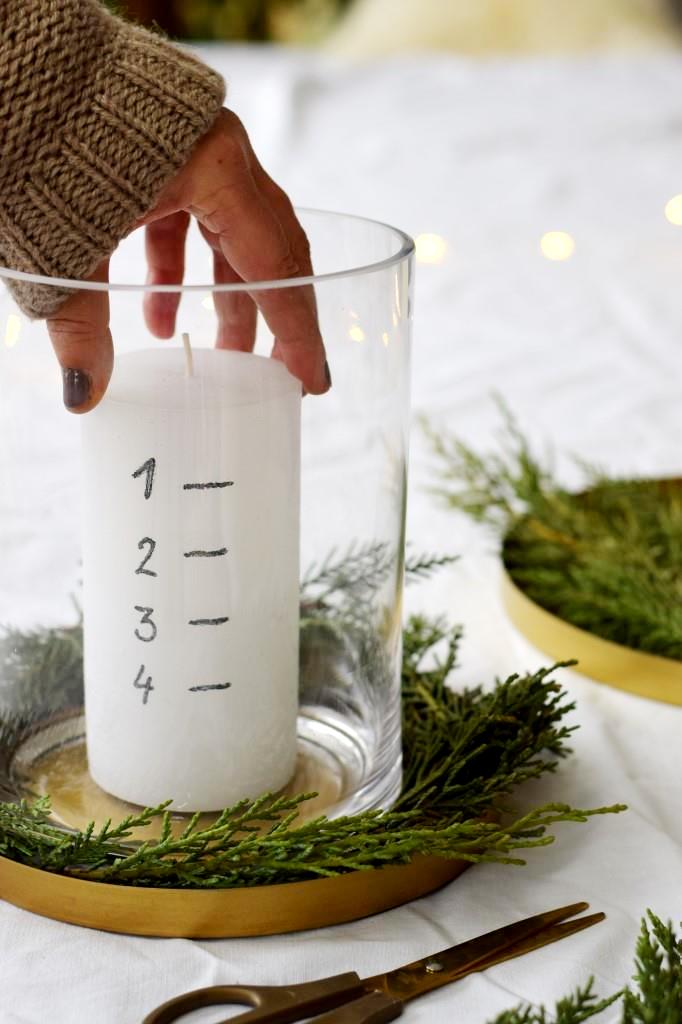 Schlicht und schön und ruck zuck selbst gemacht - die Adventskerze - der etwas andere Adventskalender - Last Minute DIY - Unterfreundenblog