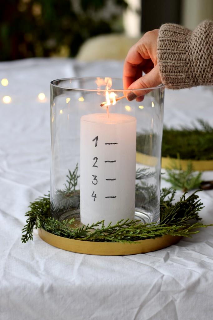 Schlicht und schön und ruck zuck selbst gemacht - die Adventskerze - der etwas andere Adventskalender - Last Minute DIY - Unterfreundenblog