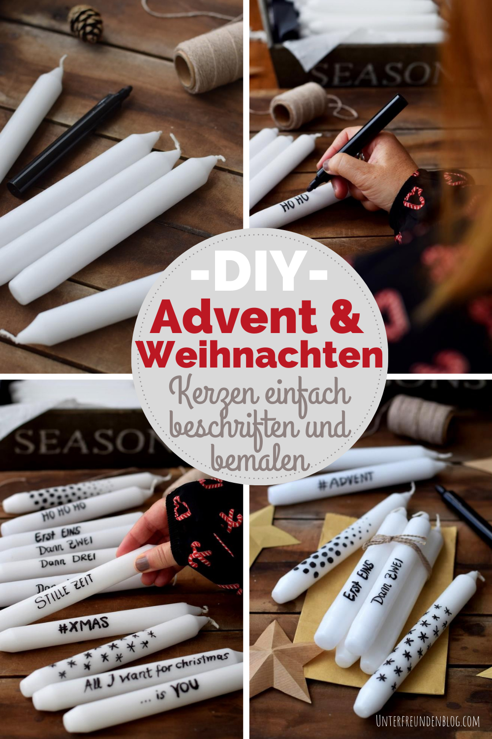 Kerzen einfach selbst beschriften - das easypeasy DIY für Advent und Weihnachten