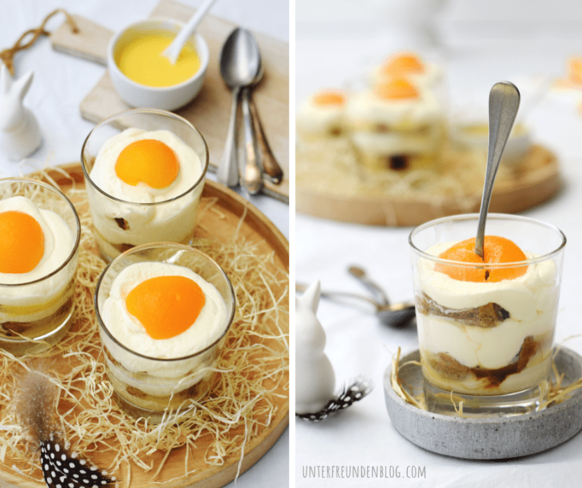 Ei, Ei, Ei - schnelles Eierlikör-Tiramisu im Glas - zu Ostern im Spiegelei-Look