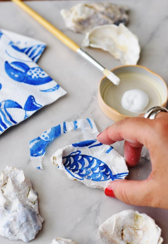 Austern DIY Serviettentechnik Decoupage - Unterfreundenblog