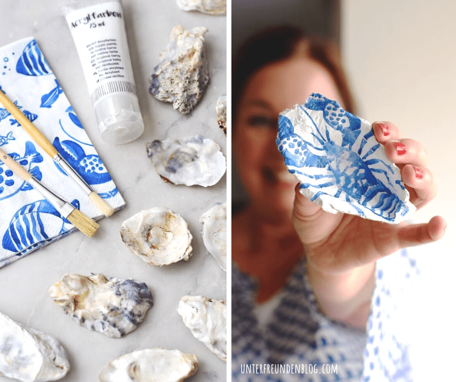 Eine kleine Sommerbastelei – Austern mit Serviettentechnik verzieren&nbsp;[DIY]