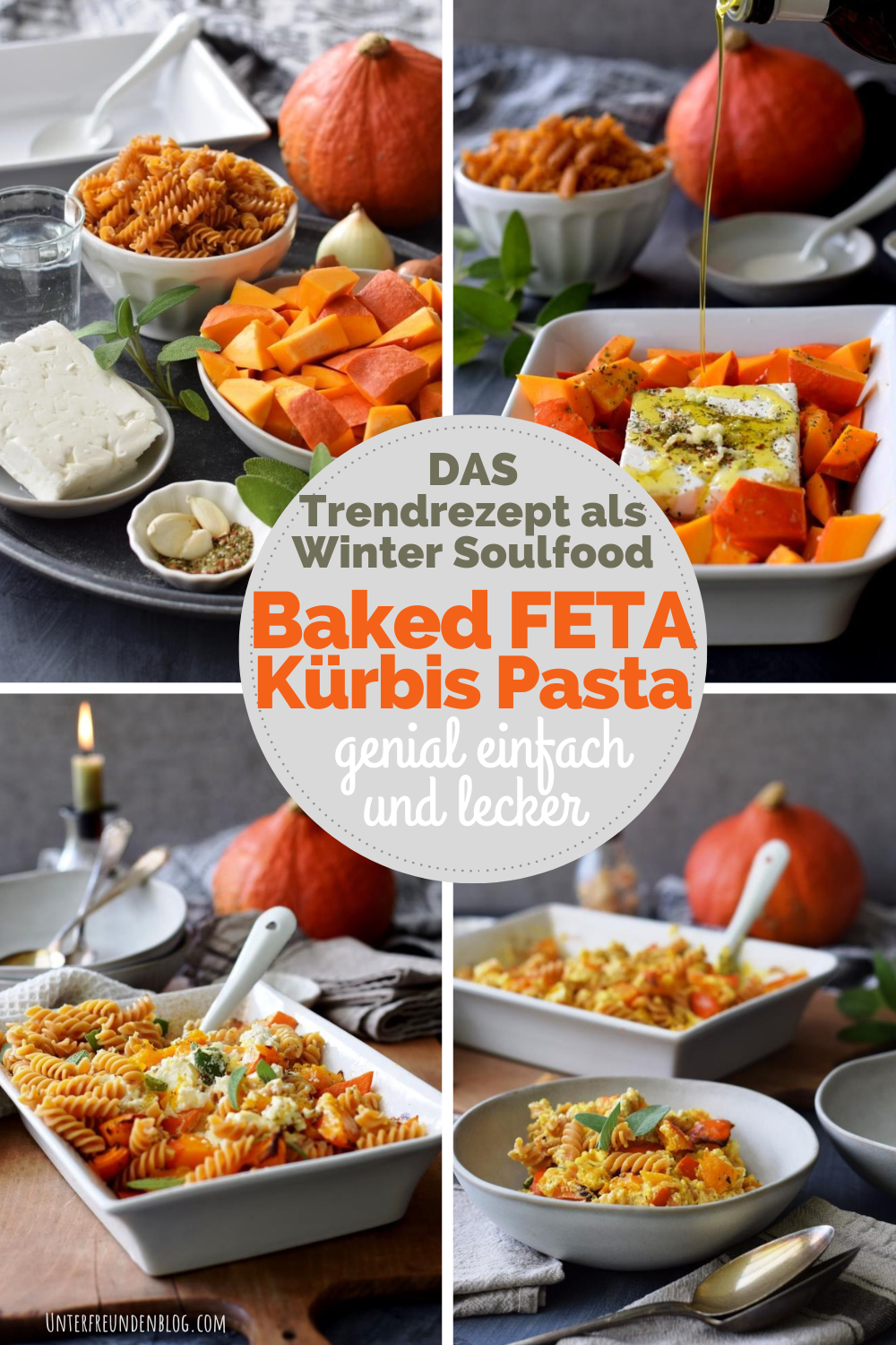 Baked Feta Pasta Kürbis - einfaches Rezept Ofengericht Herbst Winter.png