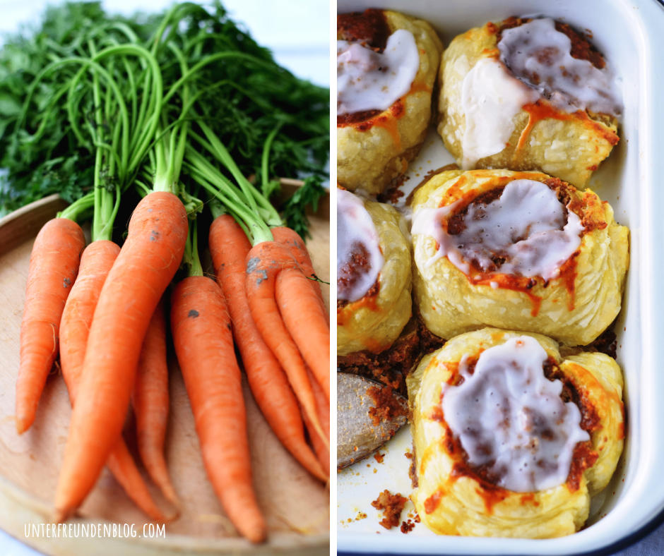 Hattu Möhrchen? Und ob! Und ein Rezept für ratzfatz Karottenkuchen-Zimtschnecken (nicht nur) zu&nbsp;Ostern!