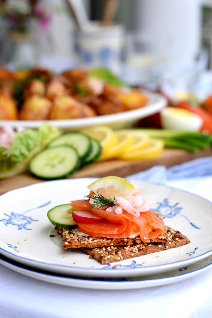 Midsommar Smorrebrod Fisch Foodboard Sommerfest Schweden