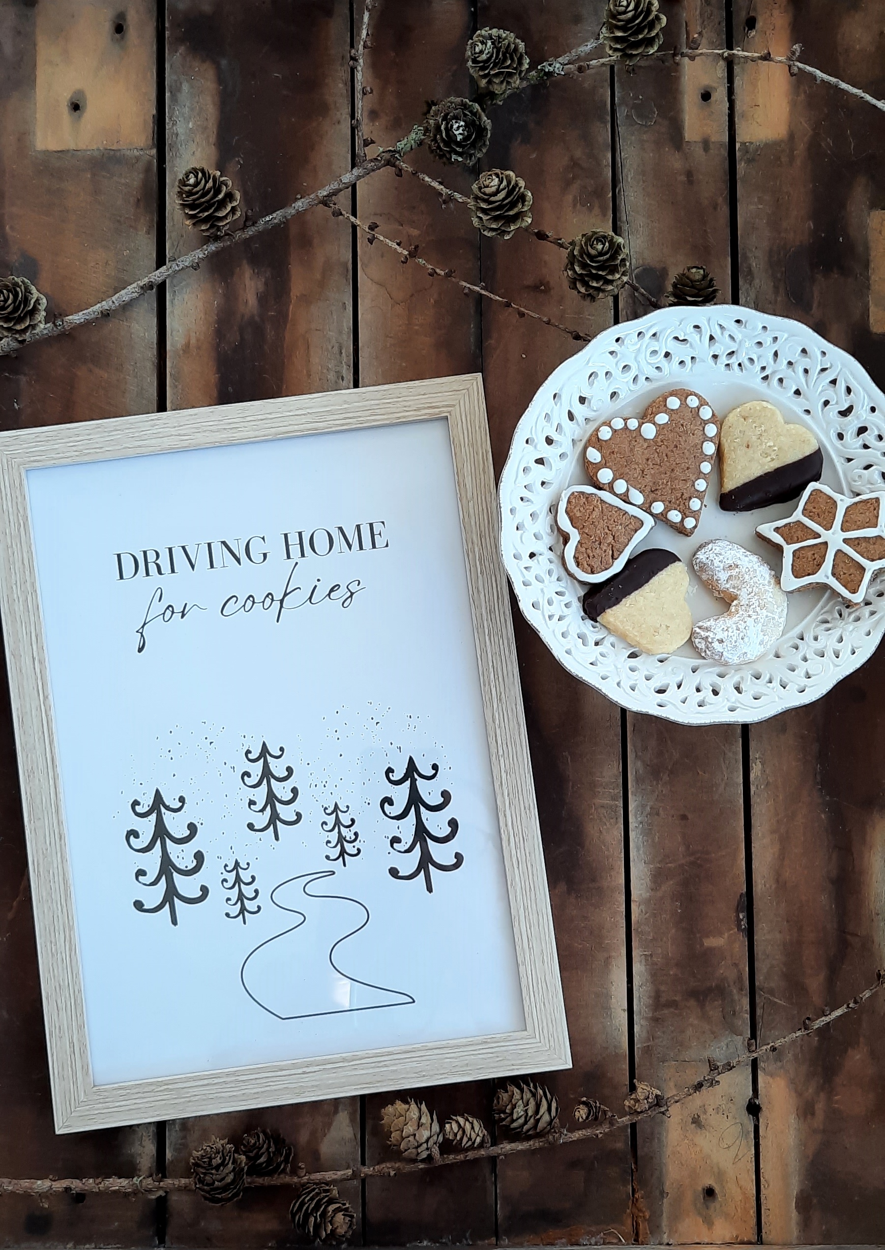 Driving home for cookies - Weihnachtliches Poster zum Gratis Download