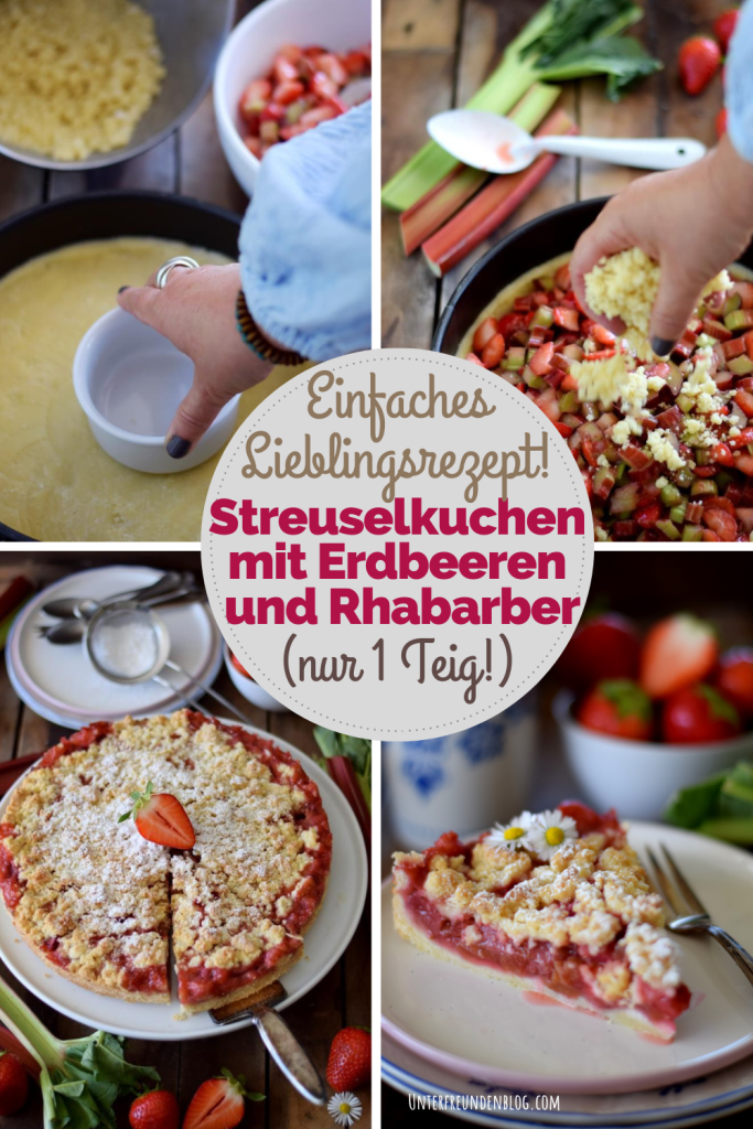 Lieblingsrezept Streuselkuchen mit Rhabarber und Erdbeeren