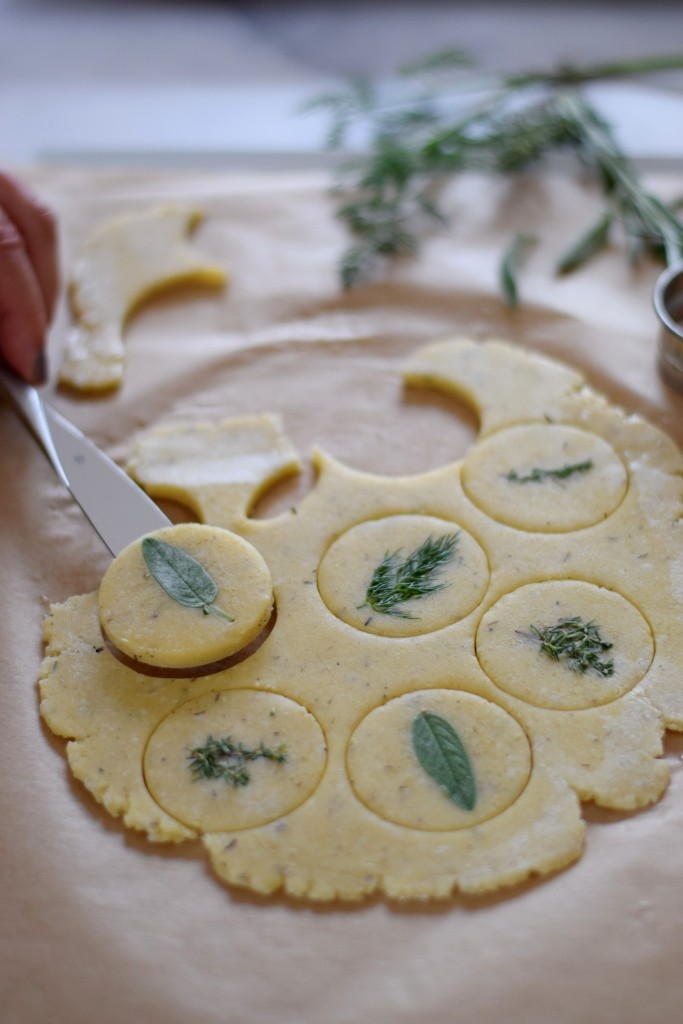 Herzhafte knusprige Kekse mit Parmesan und Kräutern